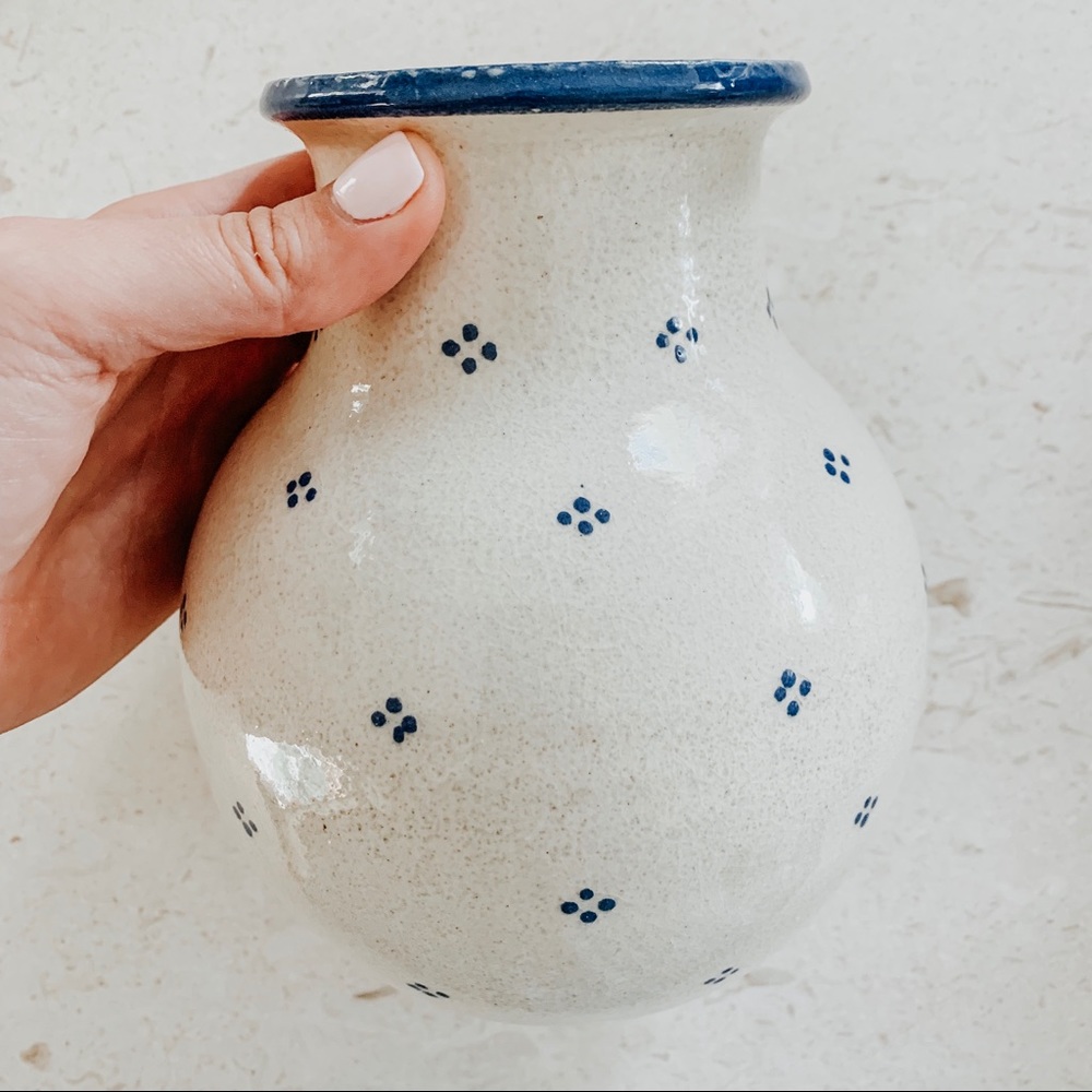 Blue and White Stoneware Vase